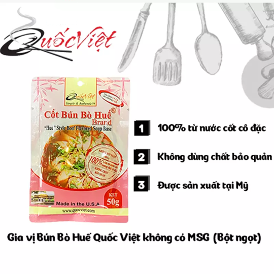 COMBO 4 gói Gia vị Cốt Bún Bò Huế Quốc Việt - 4 x 50g - VN10502