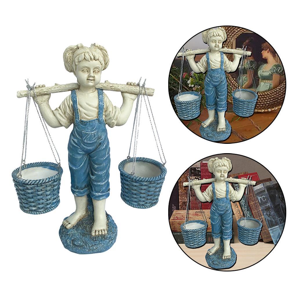 Little Statue Figurines Sculpture Lawn Planter Flower Yard Art