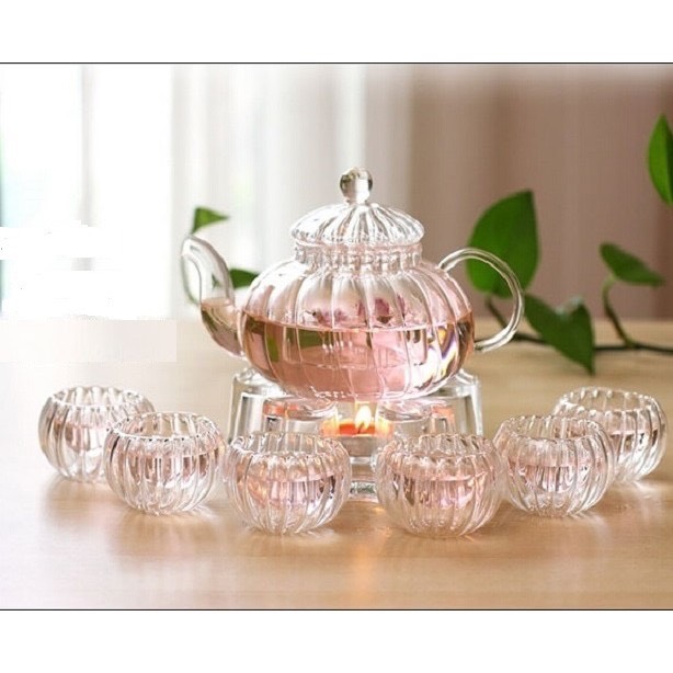BỘ ẤM CHÉN PHA TRÀ THỦY TINH CAO CẤP HOA CÚC- ANTH676