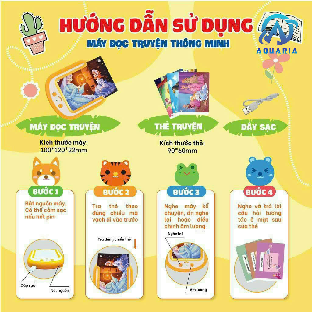 Máy Đọc Truyện Flashcard 112 Thẻ - Máy Đọc Truyện Kể Truyện Đêm Khuya Ru Bé Ngủ Ngon