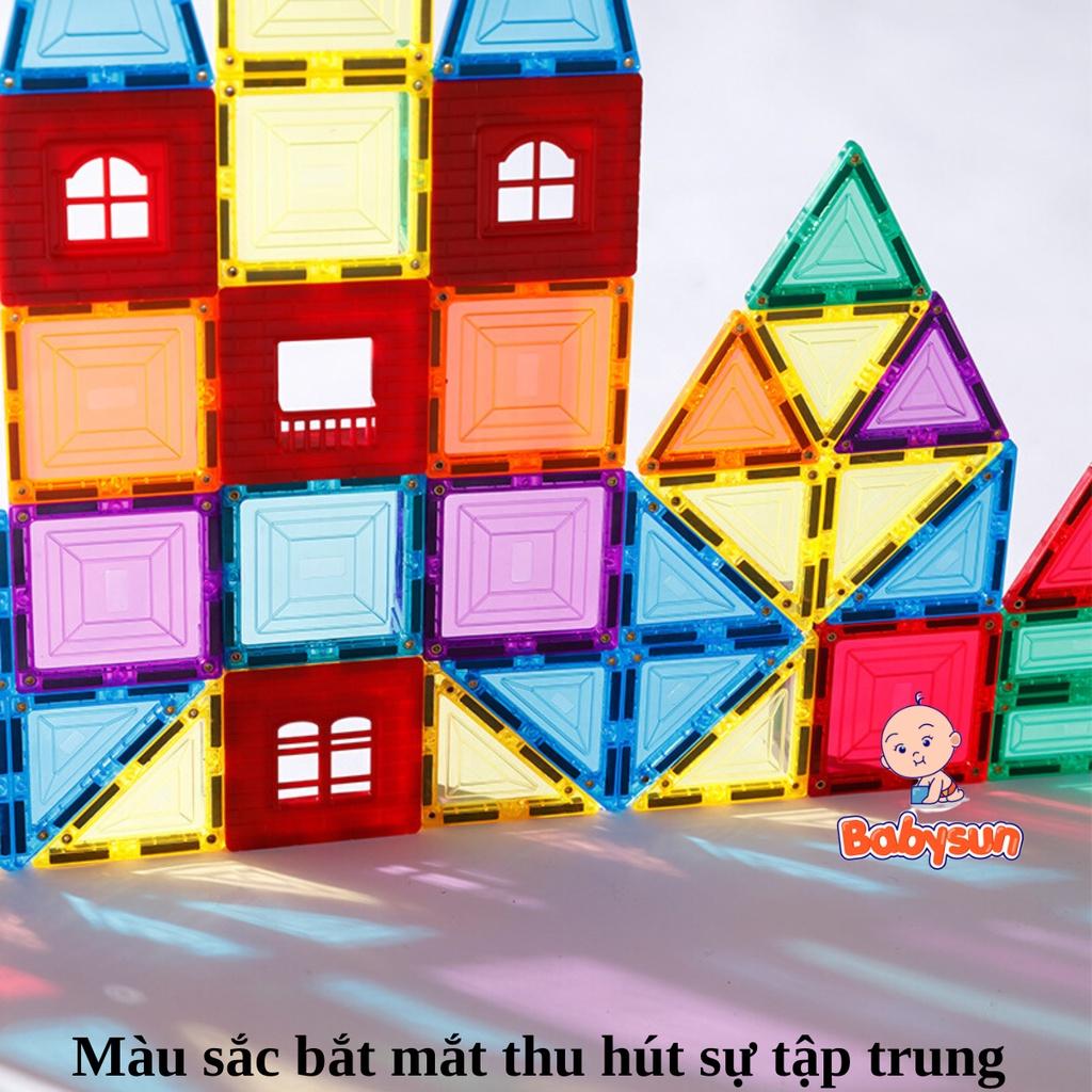 Đồ chơi ghép hình nam châm thả bóng- Magnetic building tiles -97 chi tiết - Đồ chơi xếp hình thông minh an toàn