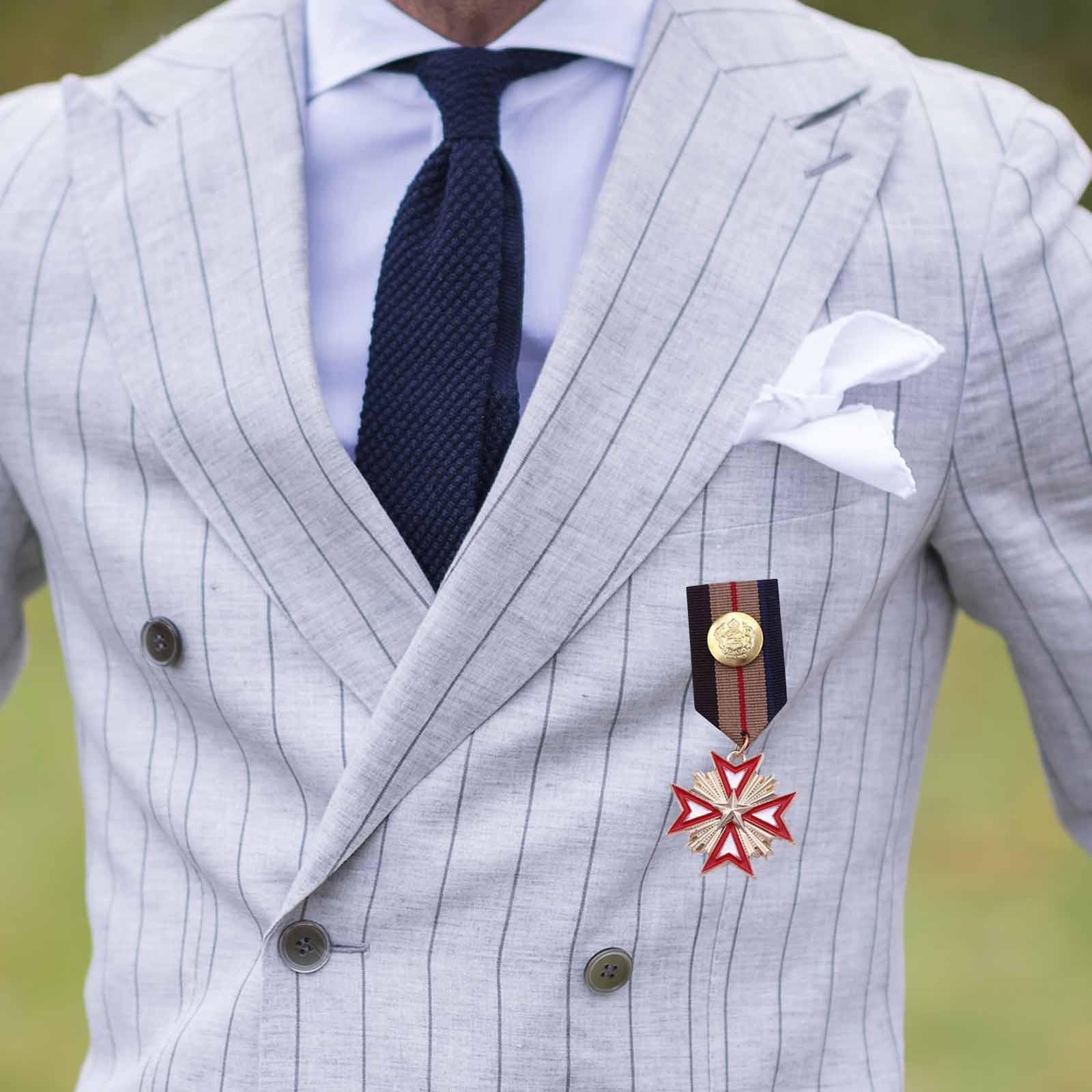 Striped Fabric Badge Medal Fashion Brooch Pin for Shirt Women Men 2x