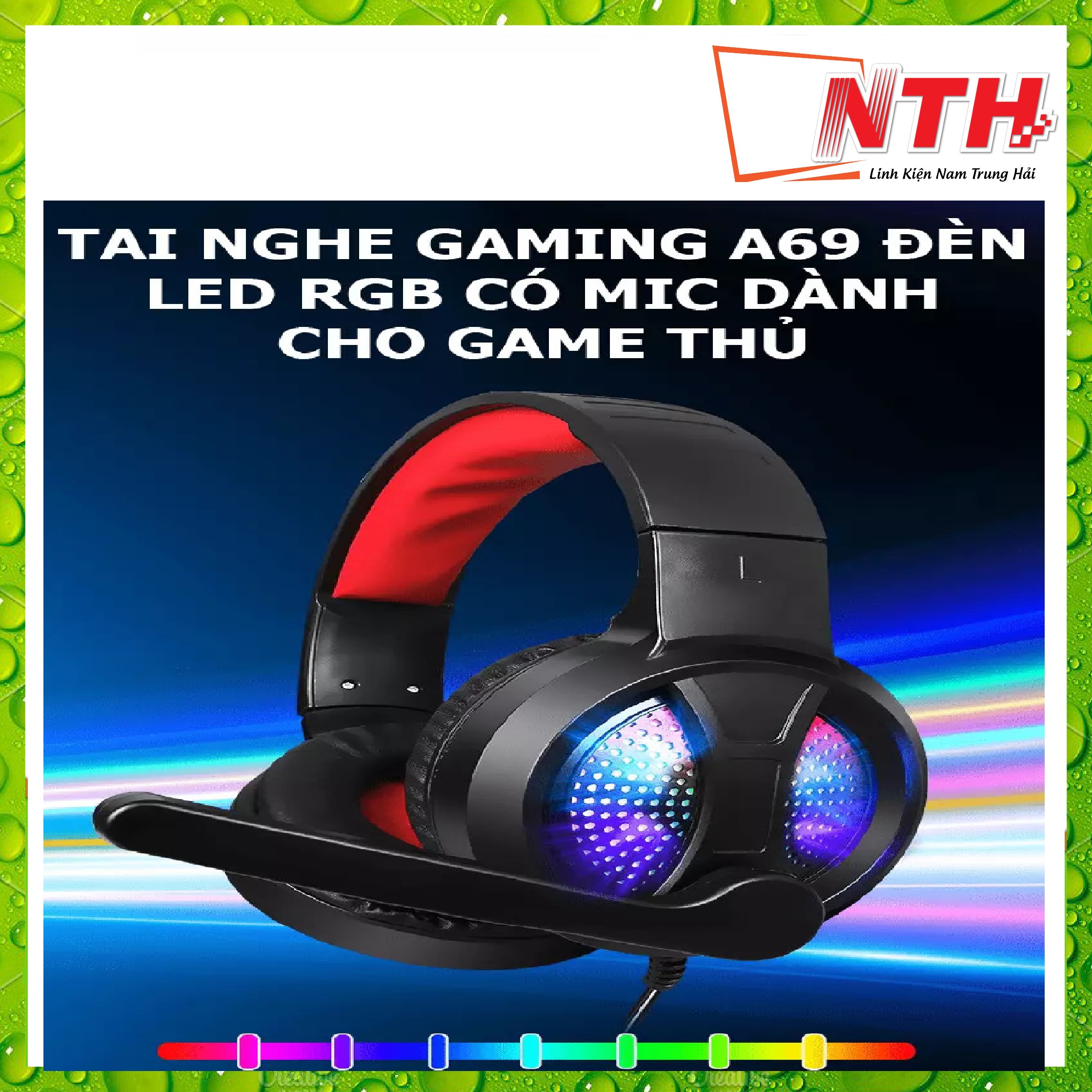 Tai nghe gaming A69 Đèn LED RGB có MIC dành cho game thủ