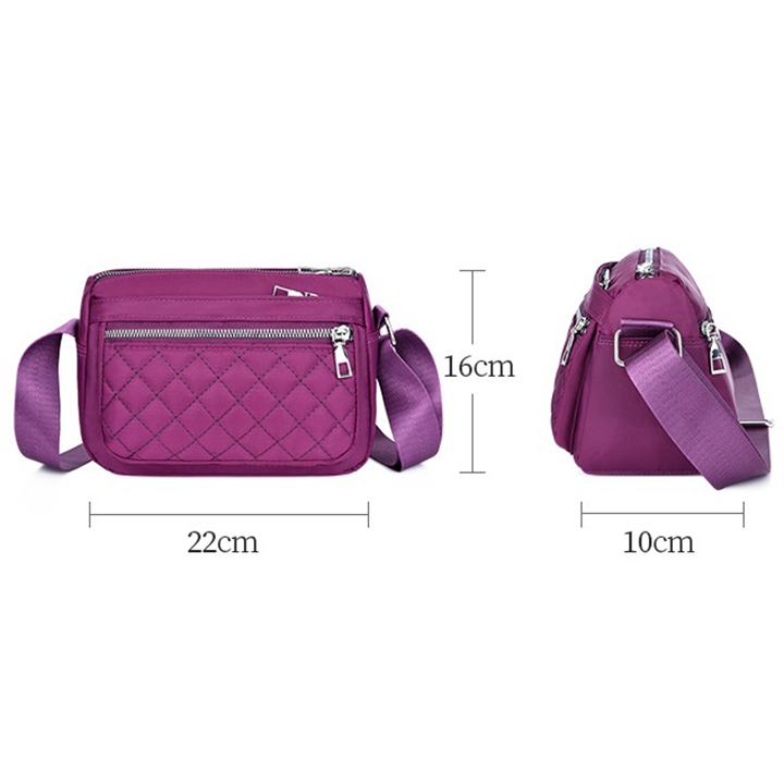 Túi đeo chéo nữ vải dù trần trám 4 ngăn chống nước, phong cách Hàn Quốc Size 24cm