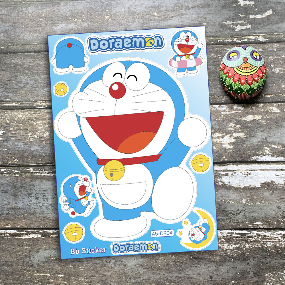 Sticker Doraemon Kích Thước Lớn 13x18.5cm - mẫu 2023 - 1 Tấm Gồm Nhiều Hình Size Khác Nhau Chất Lượng Cao Chống Nước