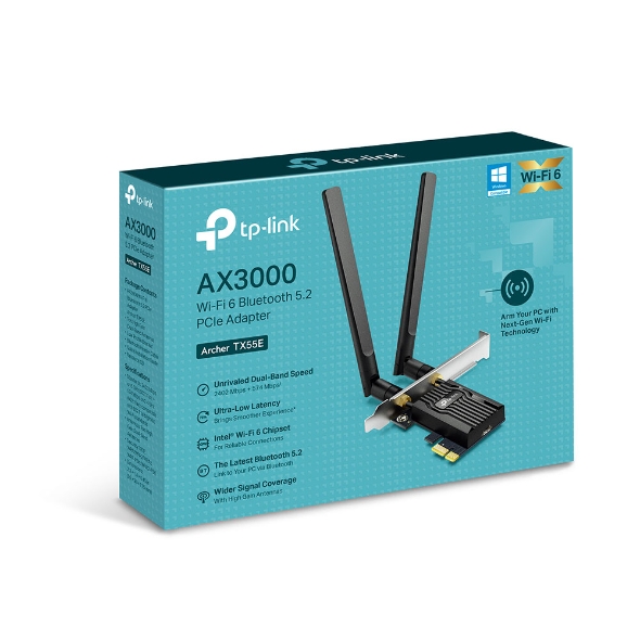 Bộ Chuyển Đổi Card WiFi PCIe TP-Link Archer TX55E Bluetooth 5.2 Wi-Fi 6 AX3000 - Hàng Chính Hãng