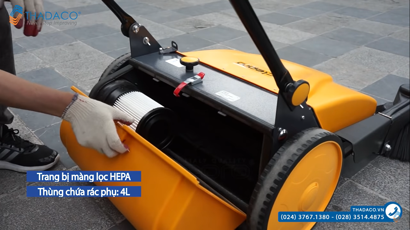 Xe Quét Rác Đẩy Tay Clepro CW-760/1, Thùng chứa rác: 25L + 4L - Hàng chính hãng