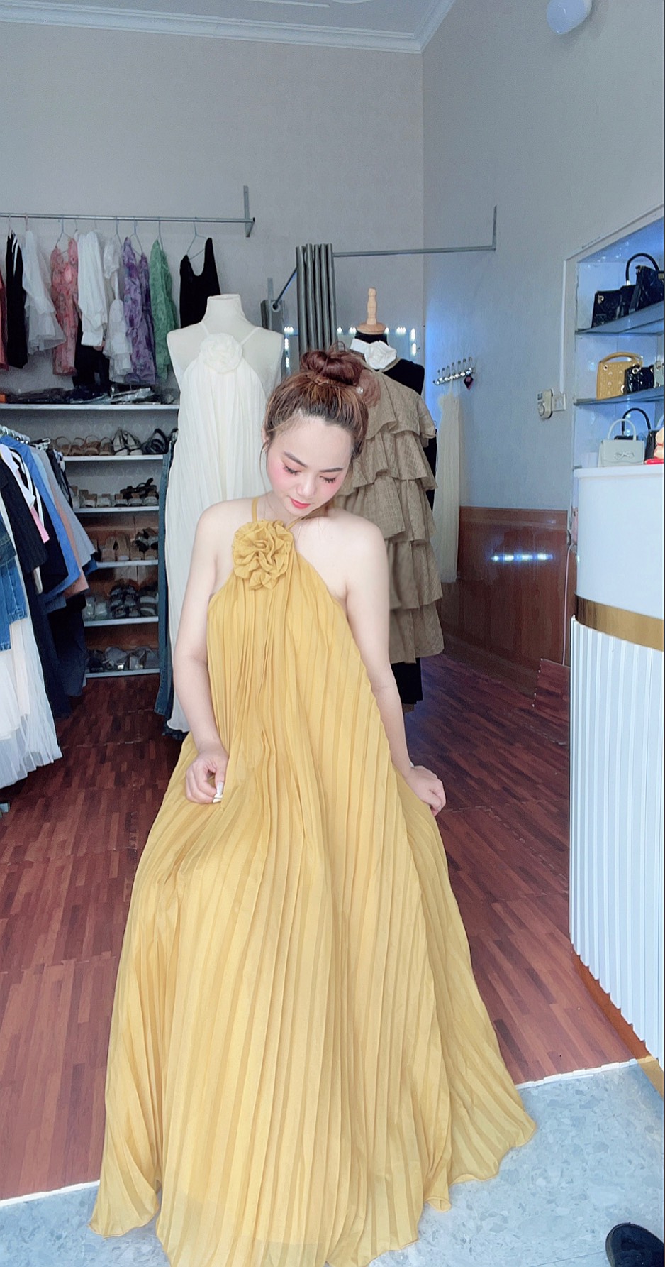 VÁY YẾM MAXI ĐÍNH HOA VOAN TƠ CỰC XINH ĐI BIỂN