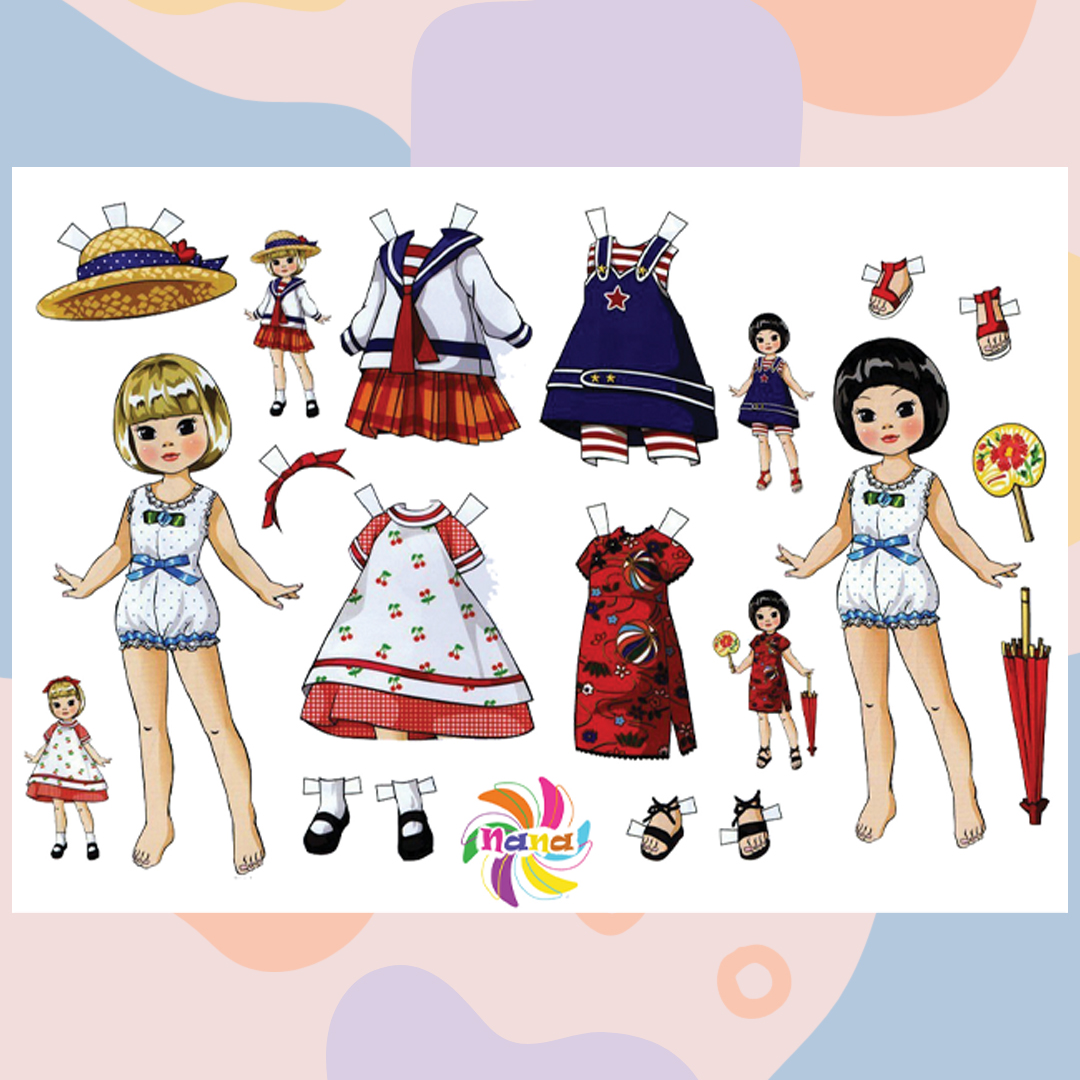 Búp bê giấy (paper doll) đồ chơi cắt thủ công cho bé Combo 4 hình siêu đáng yêu, siêu nét BBG0016