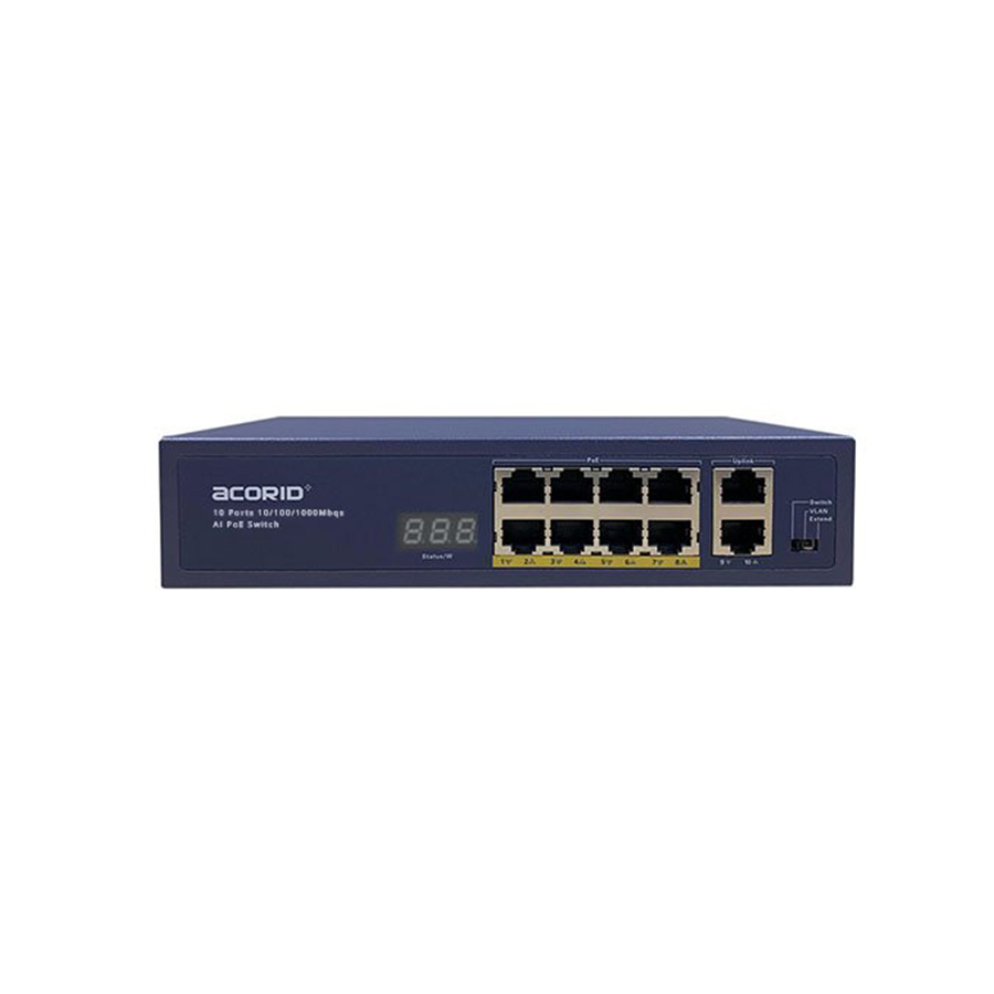 Switch PoE 8 cổng PoE GE x 2 cổng Uplink 10/100/1000Mbps 96W Acorid GLS1708P2G - Hàng chính hãng