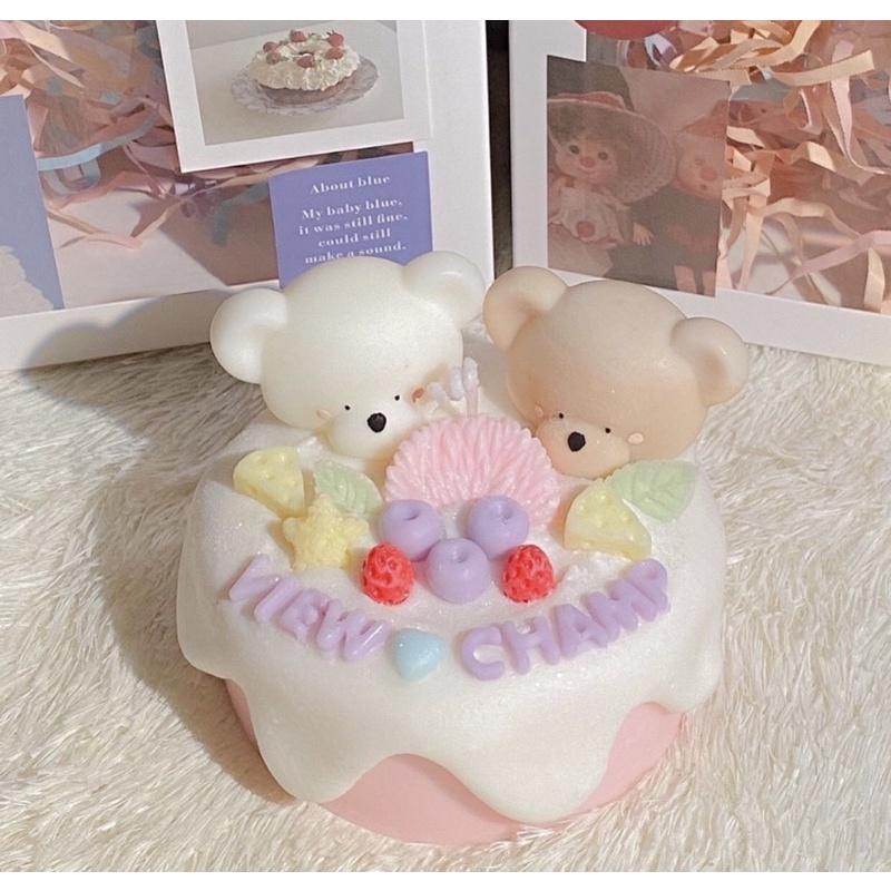 Nến Thơm Bánh Sinh Nhật Couple Gấu Trang Trí Theo Yêu Cầu - Dory Lab