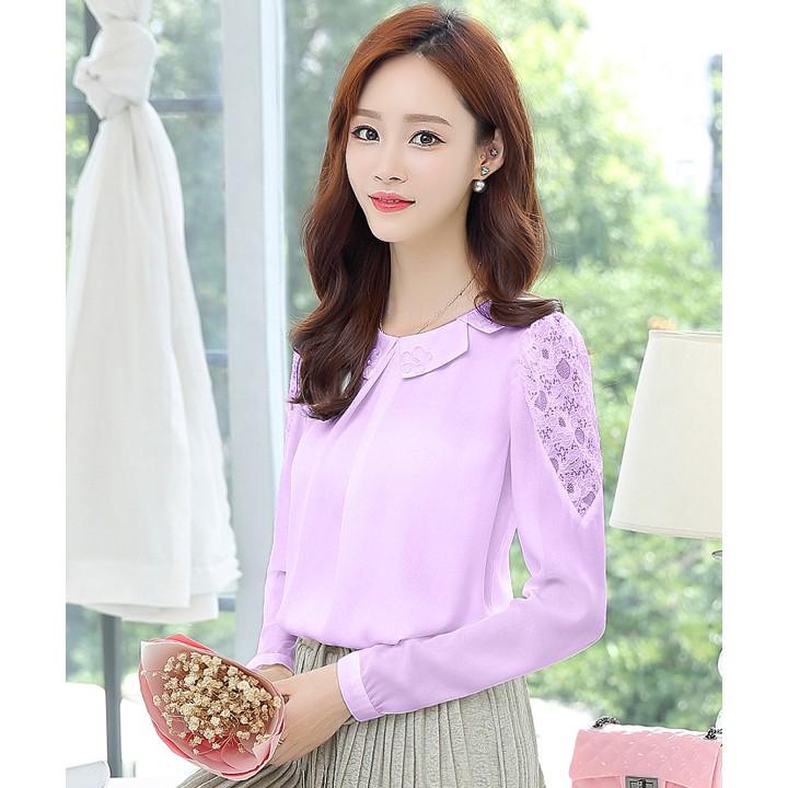 SƠ MI PHỐI REN ĐÍNH HOA SM33