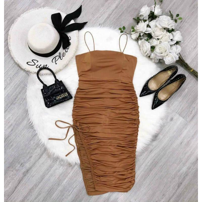 Đầm body 2 dây nhún eo