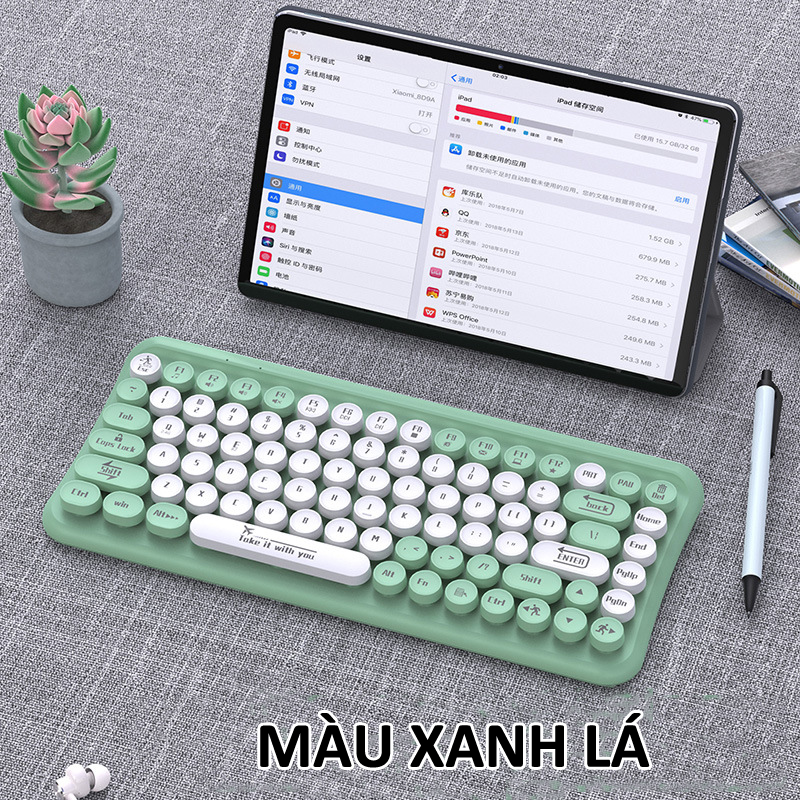 Bàn phím mini 85 phím LANGTU L7 kết nối bằng BLUETOOTH và chip USB tiện lợi thiết kế nút tròn hiện - Hàng Chính Hãng