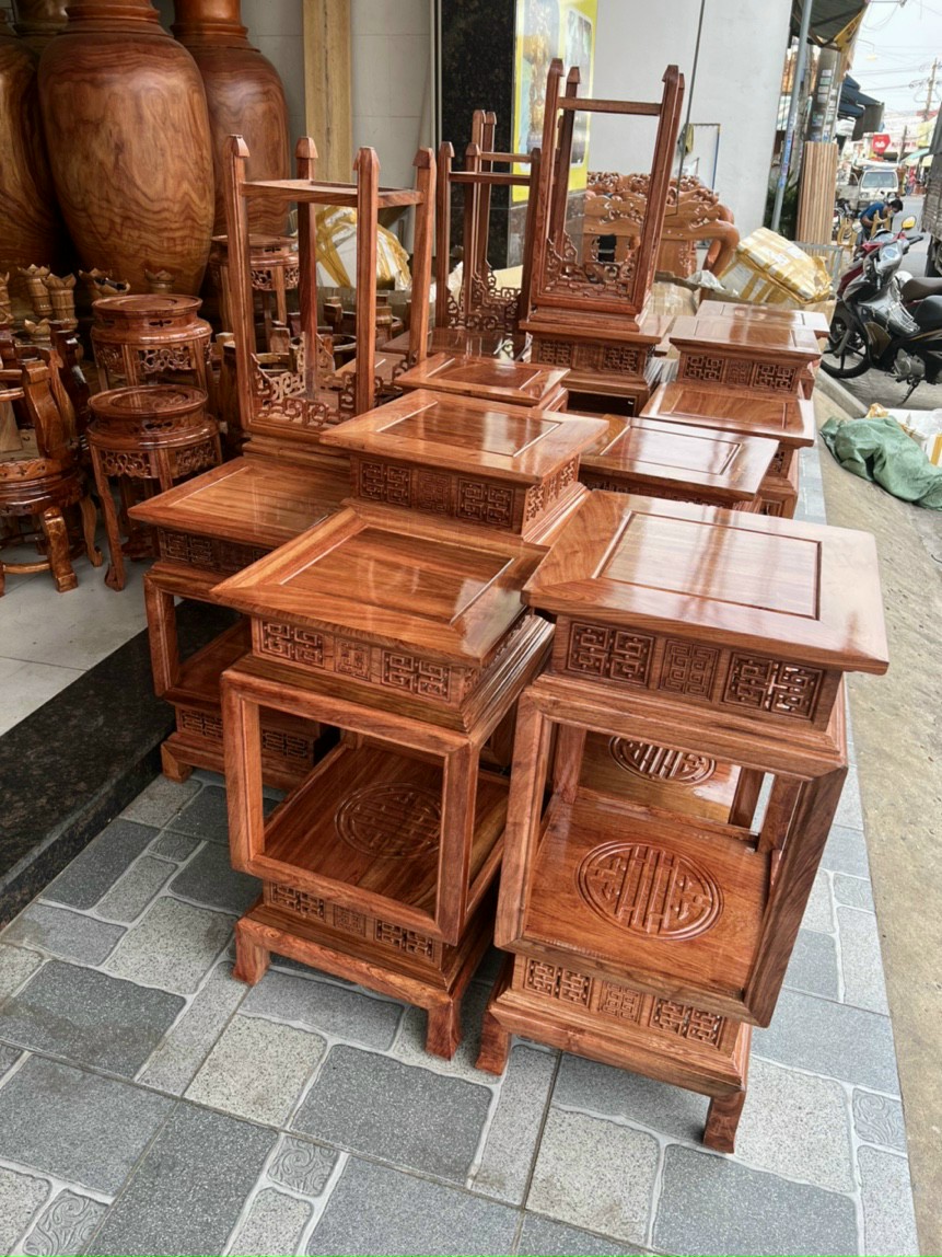 Đôn Lồng Đèn Vuông Gỗ Hương Chiện Thọ Vuông 30 Cao 60,80cm