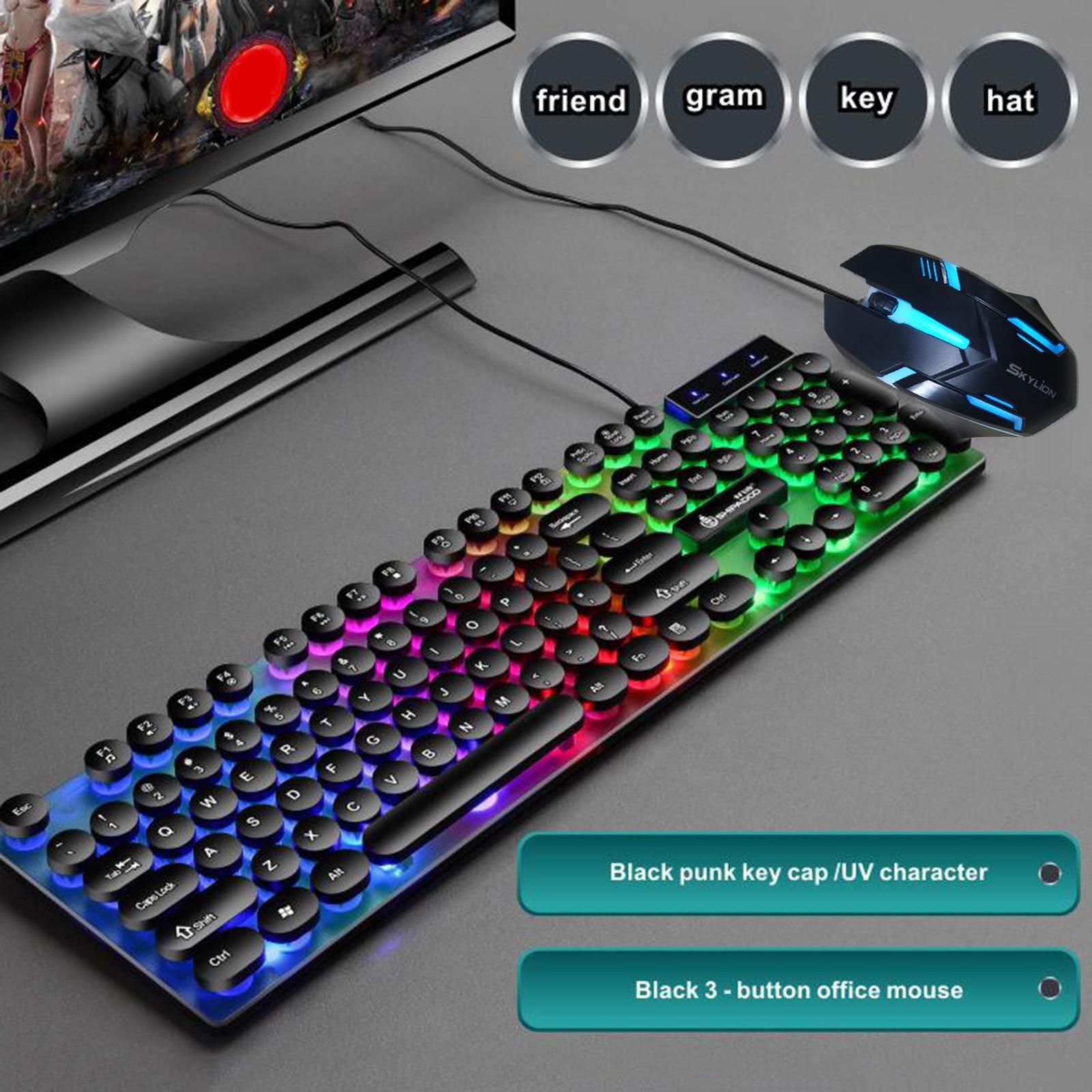 USB Wired RGB Rainbow LED Backlit Gamer Mouse and Keyboard Set