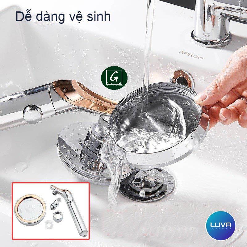 Combo vòi hoa sen Luva VS6 kèm dây sen inox cao cấp chống xoắn, đường kính bát sen11cm, Bật/Tắt trực tiếp trên vòi sen