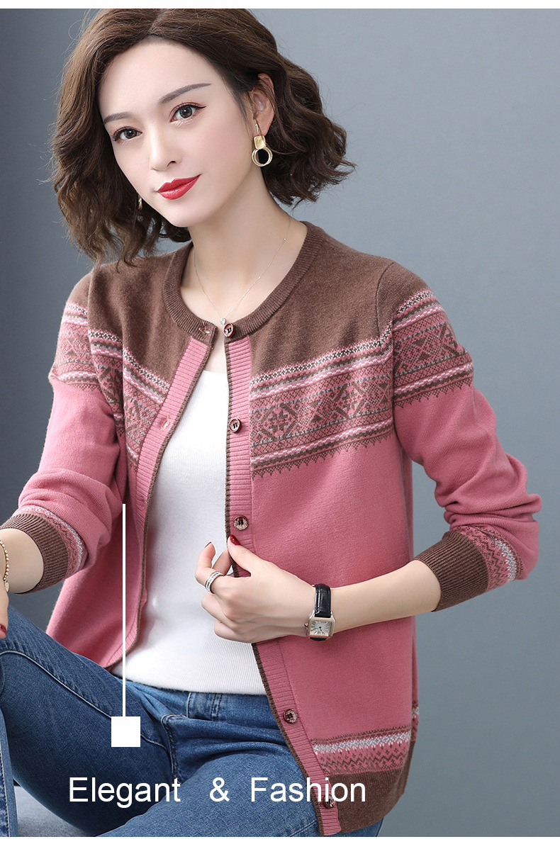 (HÀNG SẴN) Áo Len Dệt Kim Cardigan Họa Tiết Thổ Cẩm Mùa Xuân Thu AL78 - Hàng Quảng Châu Cao Cấp