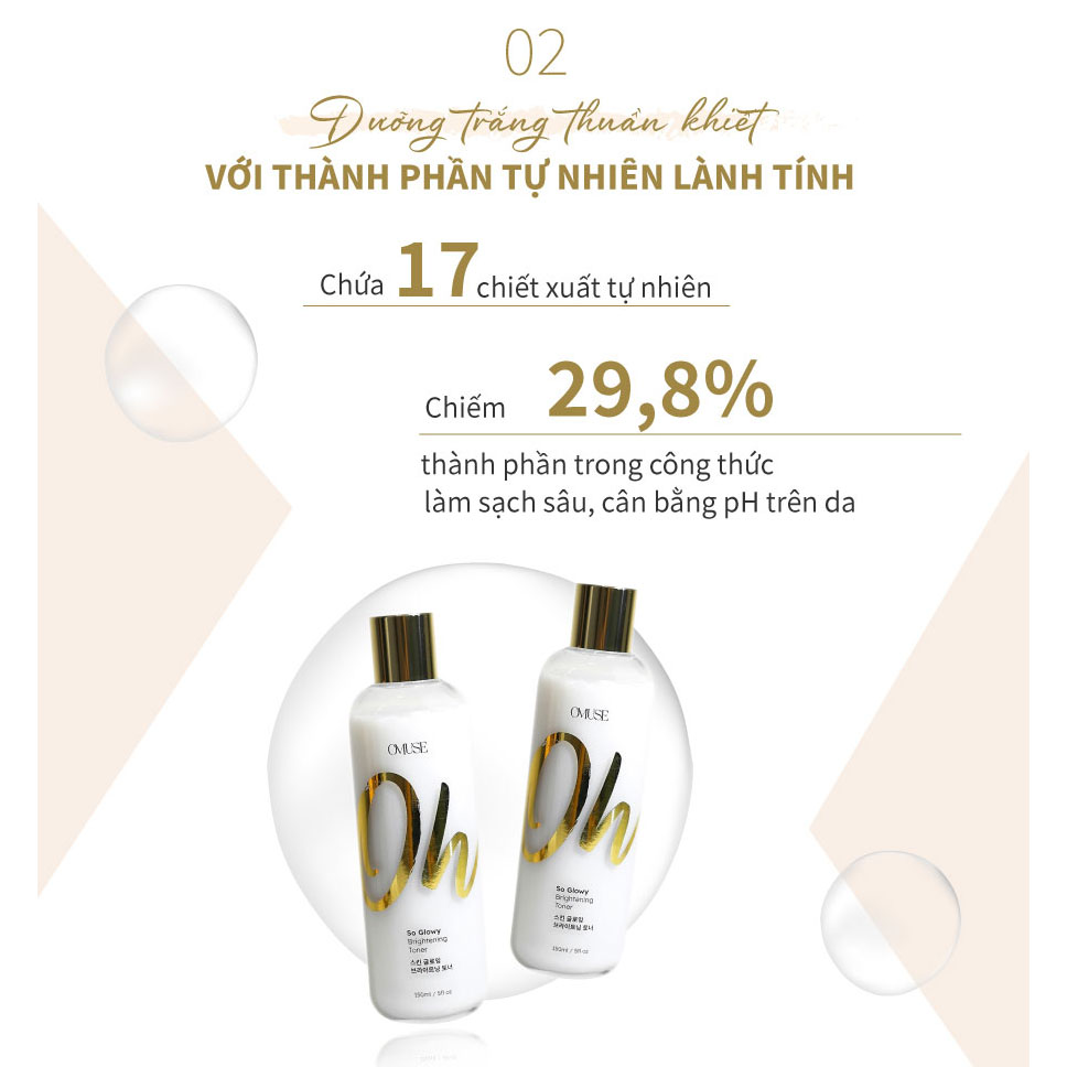 Nước hoa hồng dưỡng trắng và cấp ẩm cho da O’Muse Oh So Glowy Brightening Toner 150ml