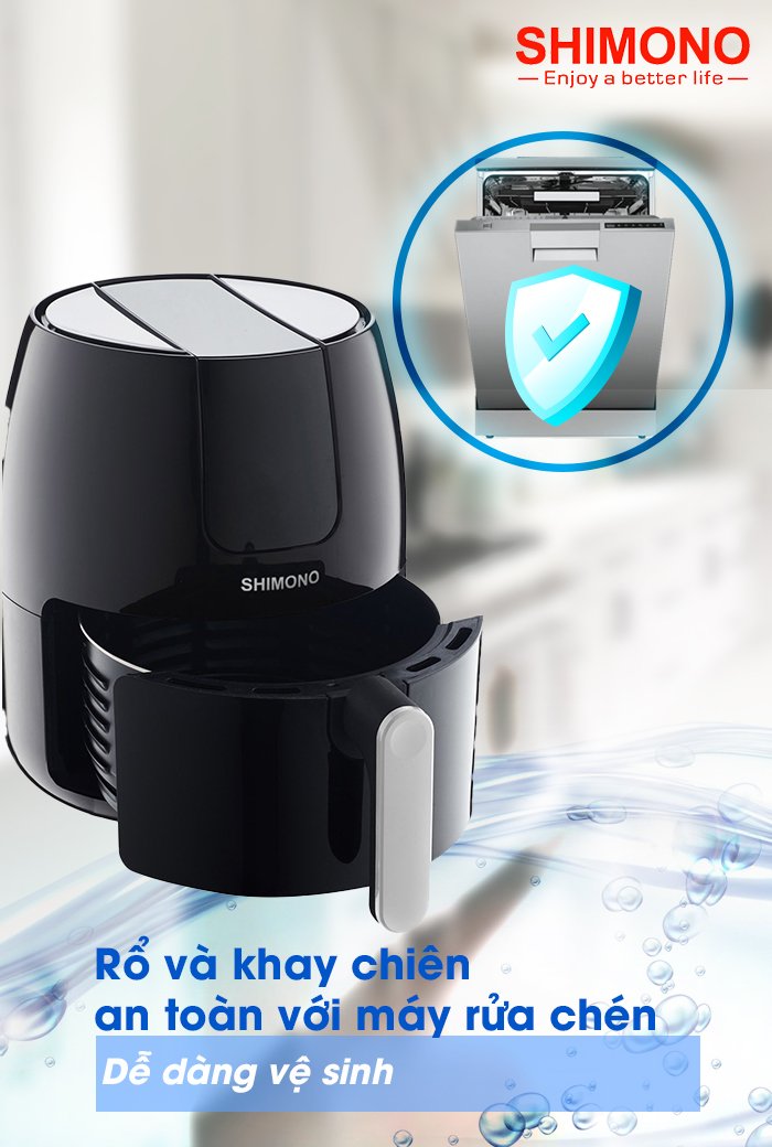 Nồi Chiên Không Dầu Shimono SM-AF458T 4,5L 1500W Cao Cấp Tiêu Chuẩn FDA Hoa Kỳ, LFGB Đức Tặng Kèm Trọn Bộ 9 Phụ Kiện Hàng Chính Hãng