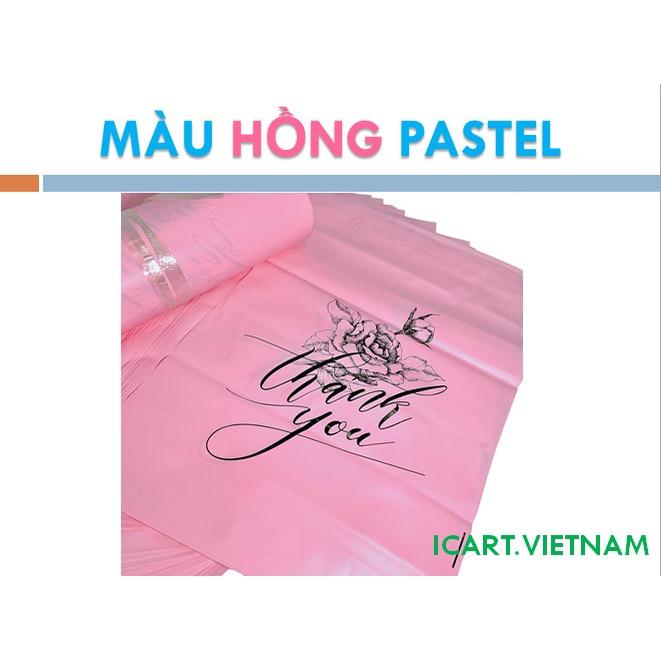 Túi Gói Hàng Túi Đóng Hàng HỒNG PASTEL Chất Liệu Cao Cấp In Thank You Hoa Văn Nhiều Size