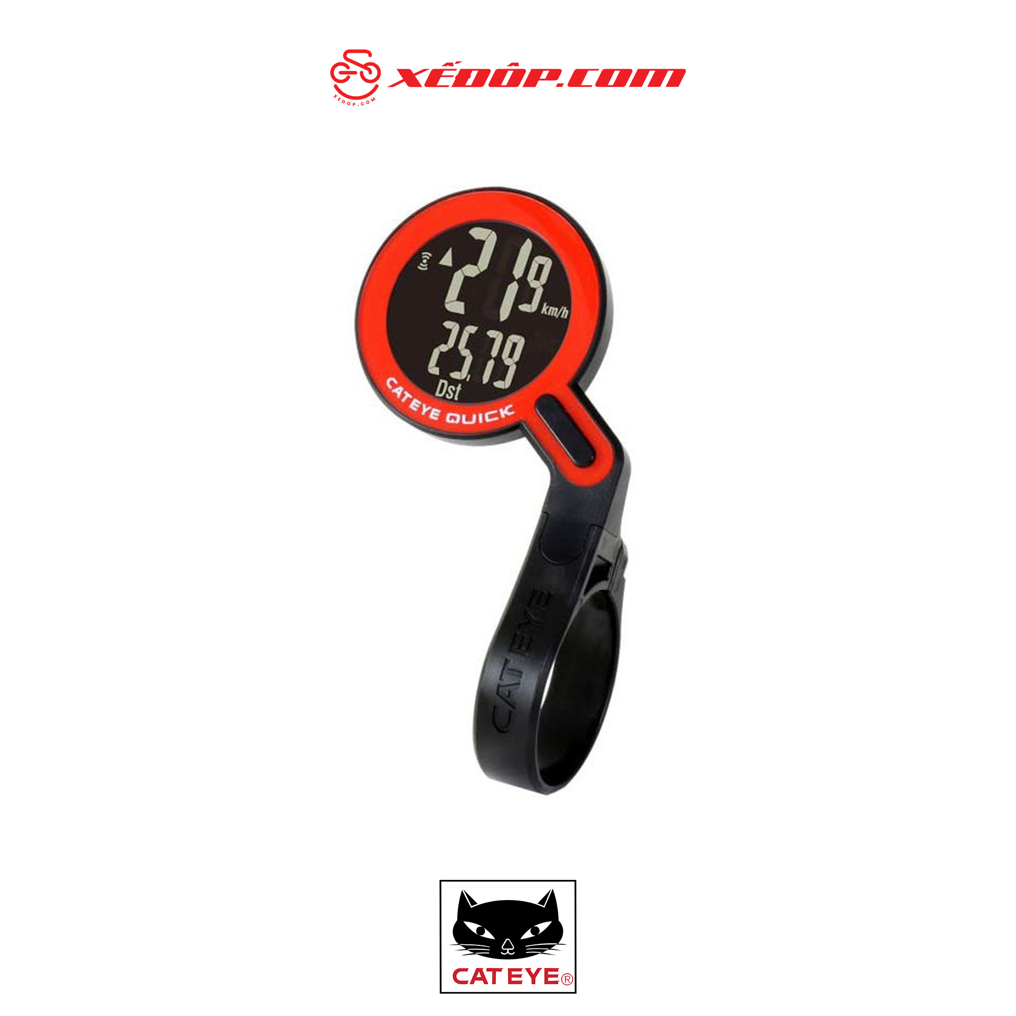 Đồng hồ đo tốc độ xe đạp CatEye CC-RS100W Quick 1604904 - Black/Red