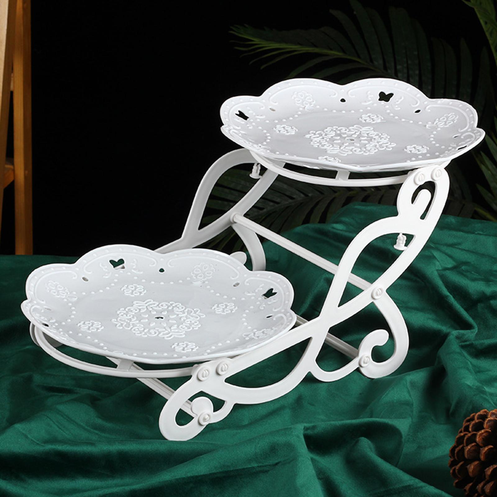 2 Tiers Cake Stand Snack Display Tray Dessert Tray for Dessert Afternoon Tea