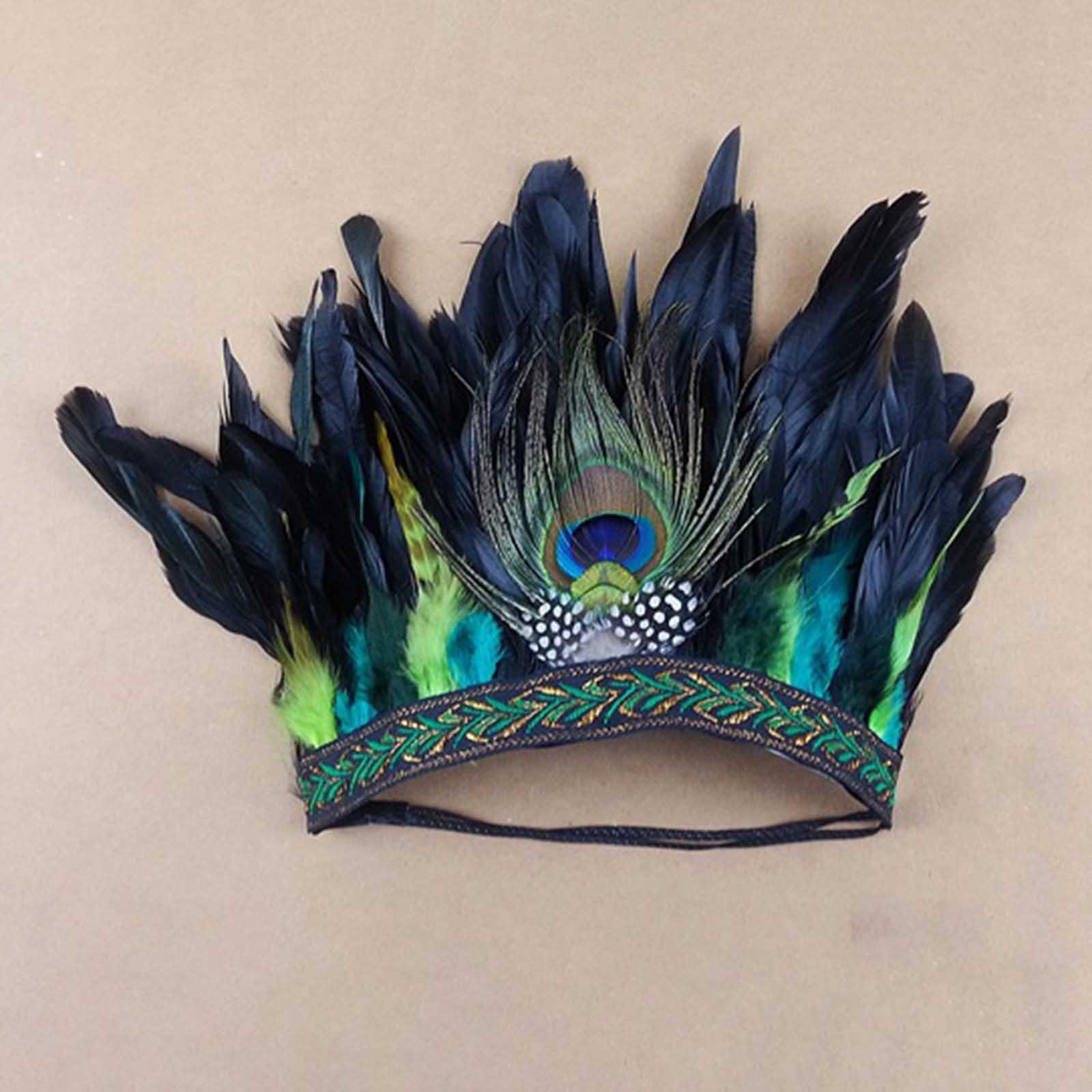 2 Pieces Feather Couple National Style Headpiece for Party Halloween Adults