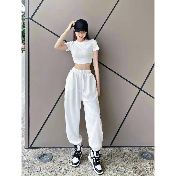 HCM️Bộ Quần Áo Nữ Áo Crop Top Quần Ống Suông, Set Áo Crop Top, Quần Ống Suông