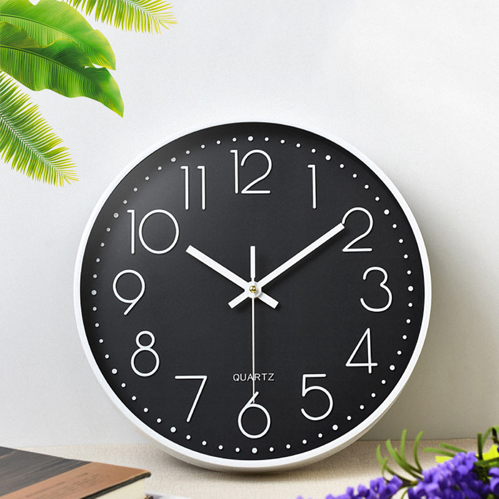 Đồng hồ treo tường kim trôi vỏ kim loại, 20cm, màu đen Dan House – DH01D bản nâng cấp