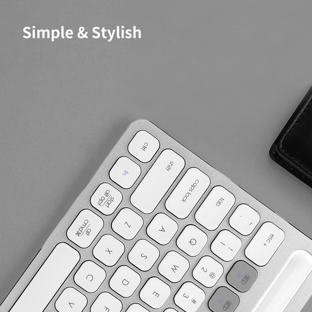 Bàn phím Bluetooth không dây FUDE iK8500 siêu mỏng Bàn phím tích hợp pin có thể sạc lại Thiết kế tiện dụng Ổn định - Màu bạc