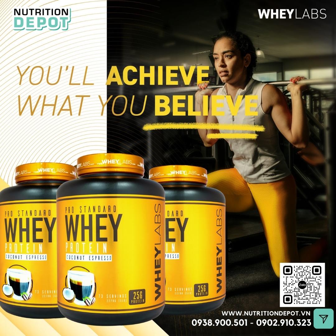 Sữa tăng cơ Wheylabs Pro Standard Whey Protein hũ 5lbs - TẶNG KÈM 1 WHEYLABS BCAA 30 lần dùng