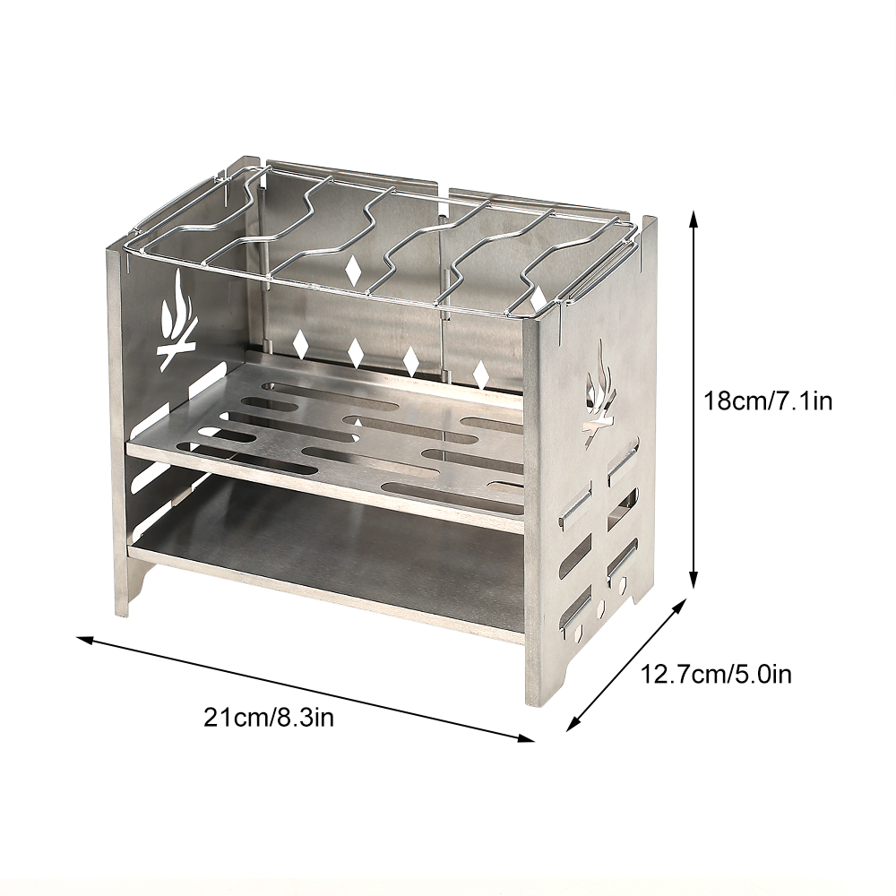 Bếp Đốt Gỗ Di Động Bằng Thép Không Gỉ Có Thể Gấp Lại Có Khay Chứa Cồn