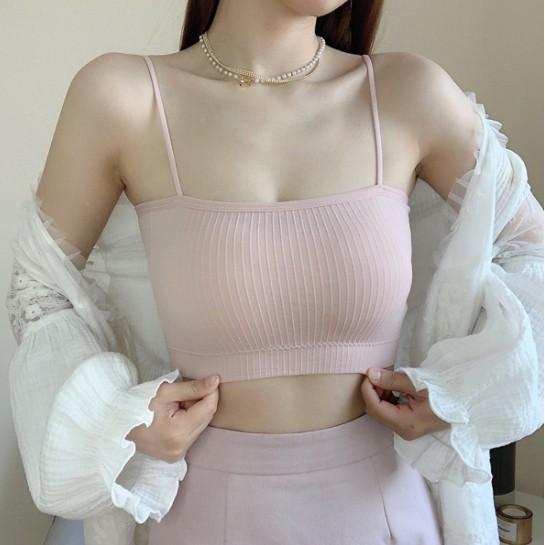 Áo Bra Croptop Hai Dây Với Đệm Ngực Gợi Cảm Dành Cho Nữ