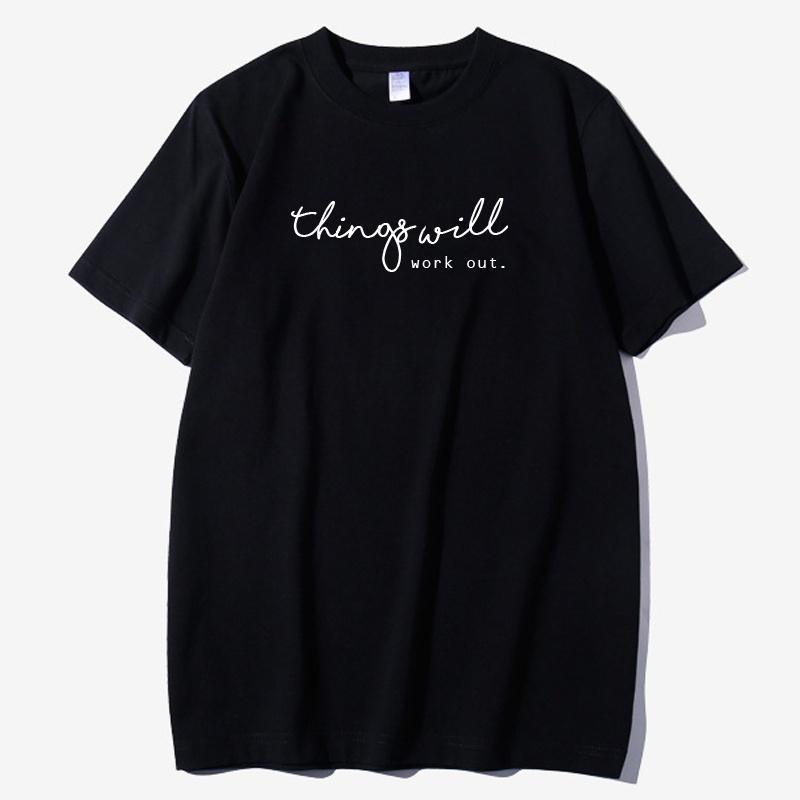 Áo thun nữ chữ xinh THING WILL word out tay lỡ dáng rộng unisex