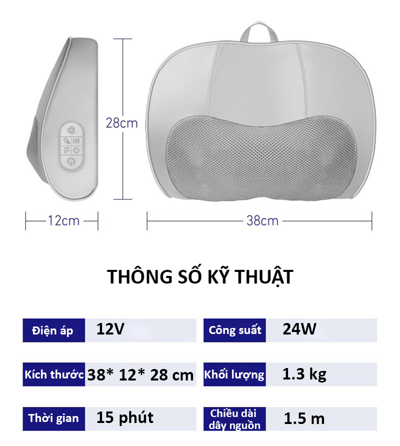 Gối Massage Hồng Ngoại 16 Bi Cao Cấp RULAX Model RL-02 Phiên Bản Cao Cấp, Gối Massage Cổ Vai Gáy
