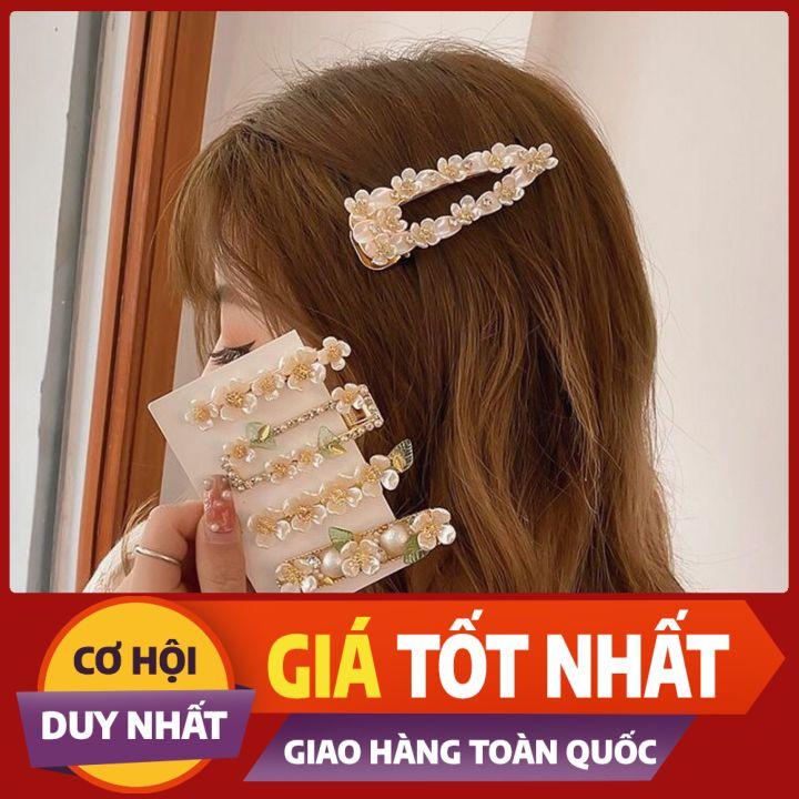 Kẹp mỏ vịt phối hoa và đá nhân tạo tinh tế sang trọng - Nunam shop