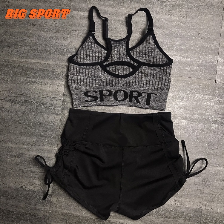 Set Bộ Áo Bra - Quần Short Thể Thao Đồ Tập Nữ Gym Yoga Cao Cấp Big Sport