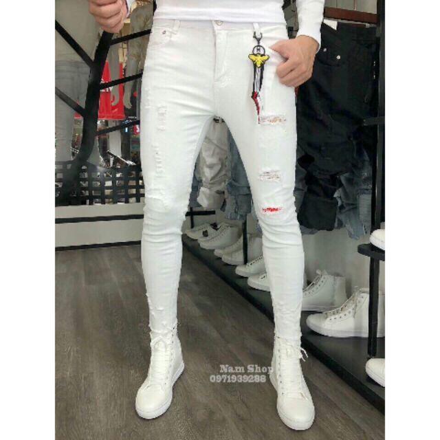 Quần bò nam phối rách
