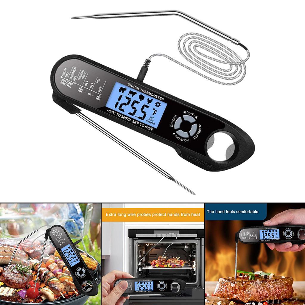 Thermometer Instant Read Thermometer with Foldable 2 Probes BBQ