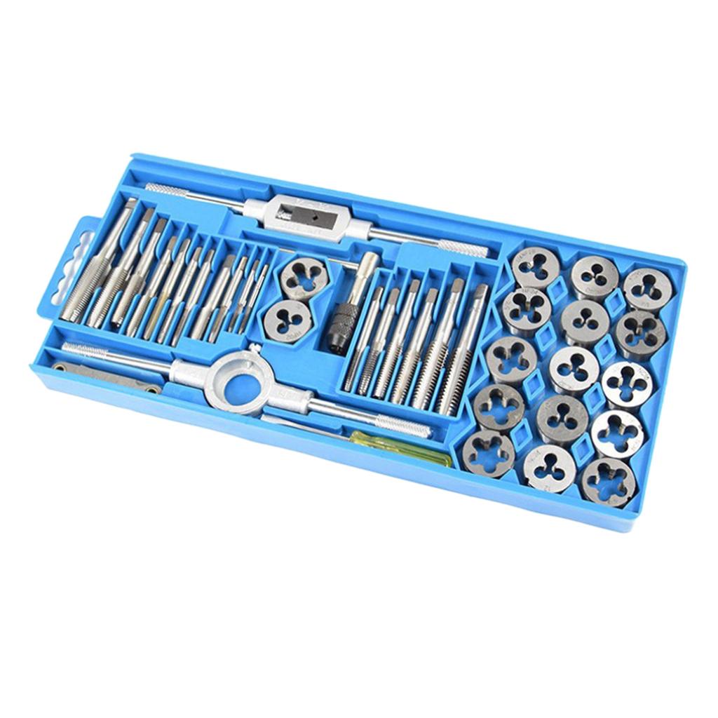 40 Piece Tap and Die Set Bearing Steel Sae and Metric Tools with Carry Case