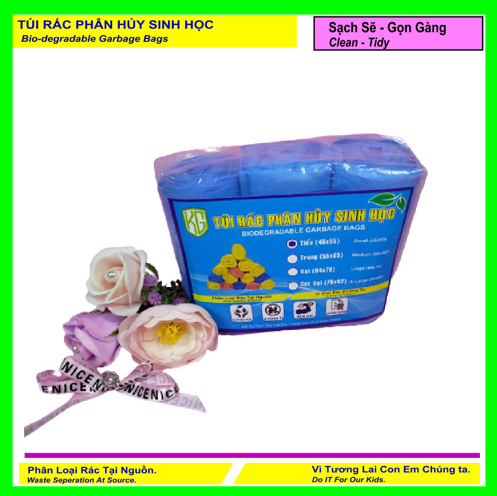 Set 2 Kí Bao Rác Sinh Học - Tự Hủy Sinh Học - Dạng Cuộn - 4 Size - MÀU XANH BIỂN / Set 2 Kilograms Of Bio-degradable Trash Bags - Garbage Bags - In Rolls - 4 Sizes - COLOR BLUE