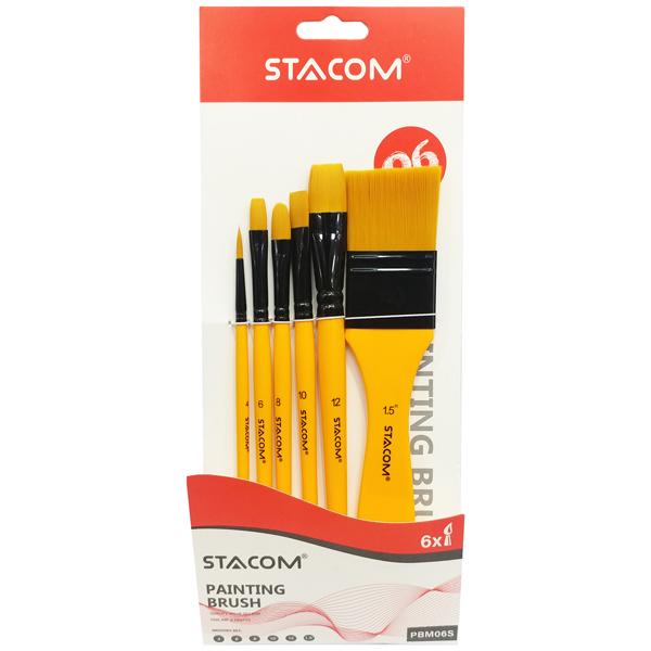 Bộ 6 Cọ Vẽ Đầu Dẹp Và Tròn - Stacom-PBM06S