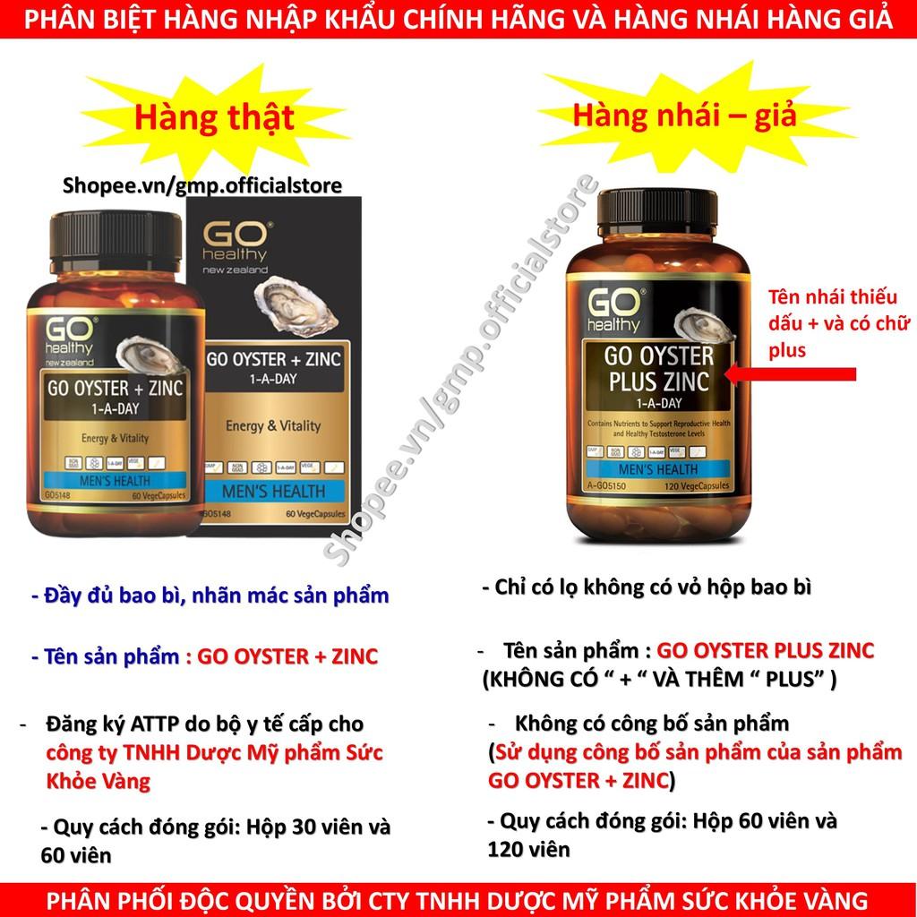 Tinh chất hàu Go Healthy OYSTER + ZINC Tăng cường sinh lý dứt điểm tình trạng Xuất tinh sớm rối loạn cương dương hộp 30 viên và 60 viên