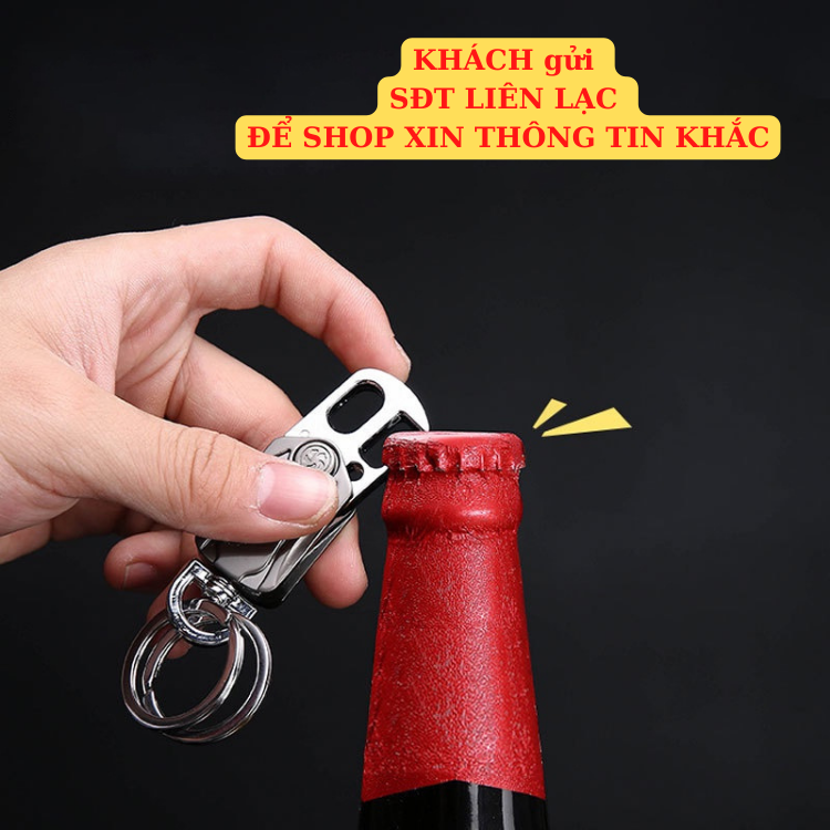 Móc khoá KHẮC TÊN SDT xoay đa năng 5in1 móc chìa khóa xoay Spinner thép ko gỉ A79