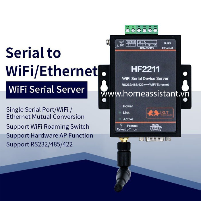 Bộ Định Tuyến Wifi Ethernet RS232 RS485 RS422 Modbus Elfin HF2211 (Hỗ trợ HomeAssistant)