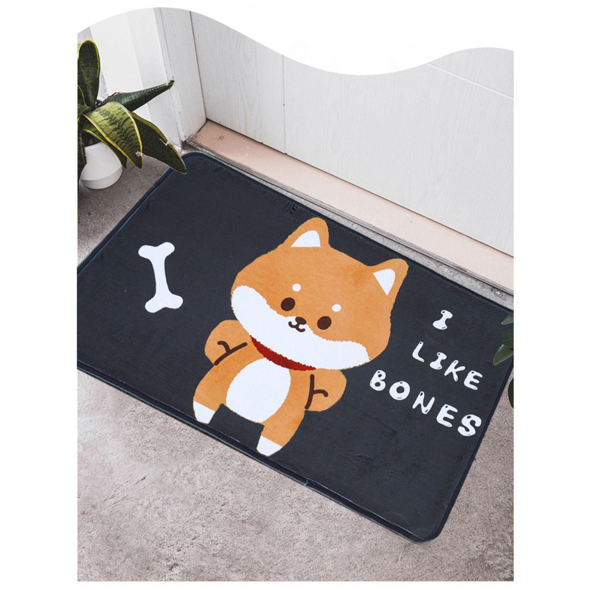 Thảm Lau Chân Chống Trượt Thấm Hút Hình Chó Shiba Ngộ Nghĩnh 40x60cm