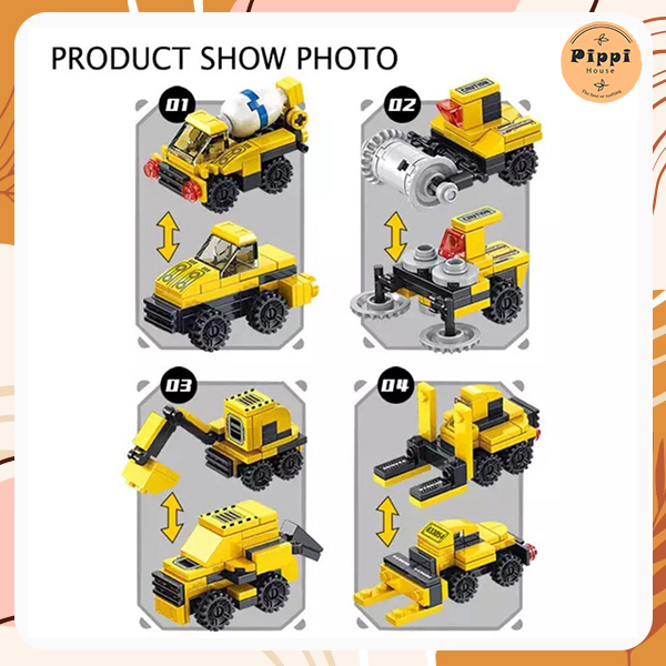 Bộ ghép hình xe công trình 12 in 1