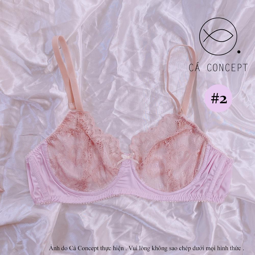 Bộ Sưu Tập Bra ren hồng đất phối phi lụa CÁ CONCEPT đồ lót thiết kế bra sexy