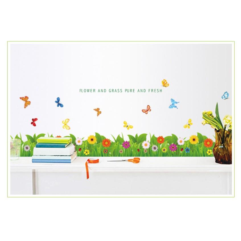 Decal trang trí chân tường - Hoa Mười giờ nhí sắc màu